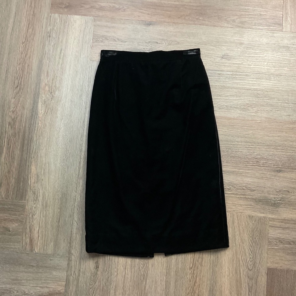 Vintage 90's Isaac Mizrahi Velvet Pencil Skirt High Waist Womens 2 Black Classy